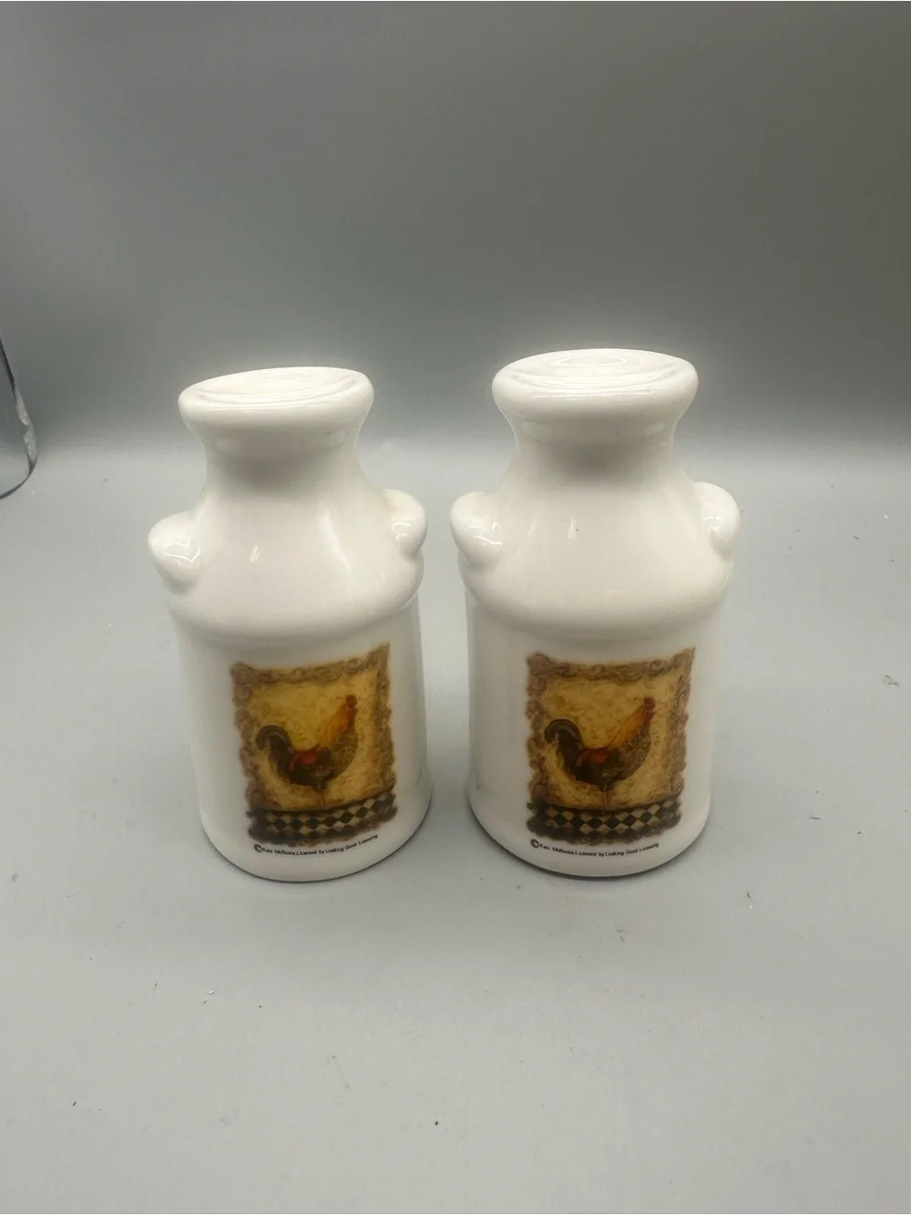 White Ceramic Rooster Salt & Pepper Shaker Set - Classic Farmhouse